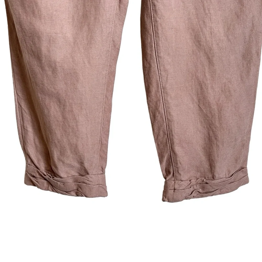 Aritzia Wilfred Allant Linen Blend Cropped Pants Womens 00 Brown Coastal Boho
